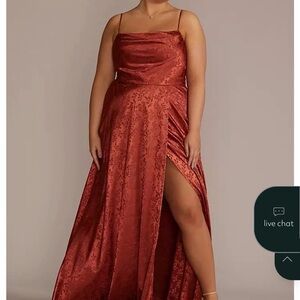 David's Bridal Cinnamon Satin Wedding Dress